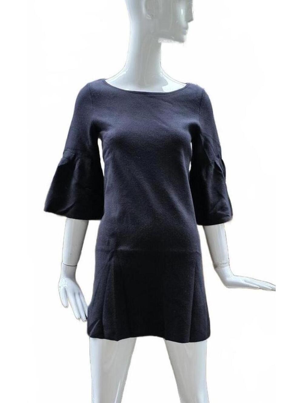 Anthropology Black Moth Bell Sleeve Shift Dress Minimalist Chic Tunic Dress Sm